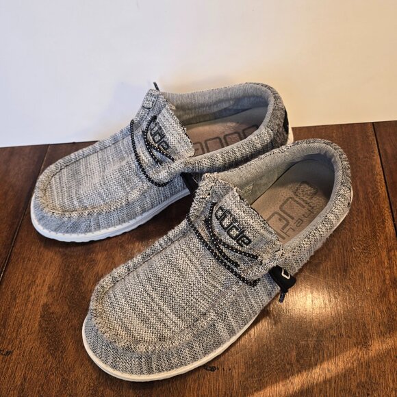 Hey Dude Wally Stretch Mix Gray/Black Men’s Size 8 Gray Slip On Comfort Shoes - Picture 2 of 12
